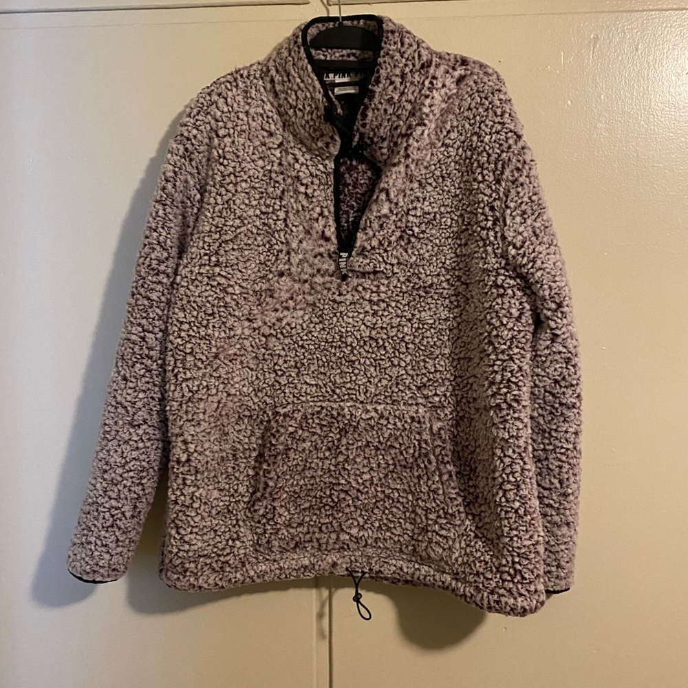 Like new 1/2 zip PINK Brand large Sherpa pocketed jacket purplish color